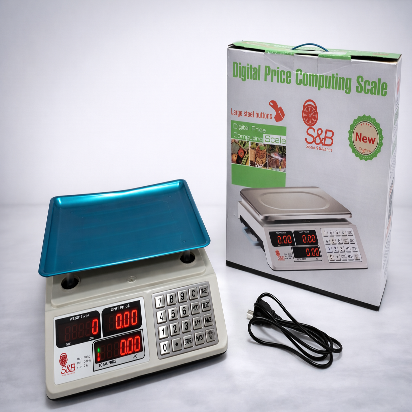 Balanza mostrador platon y teclado en Acerro 40kg/2gr