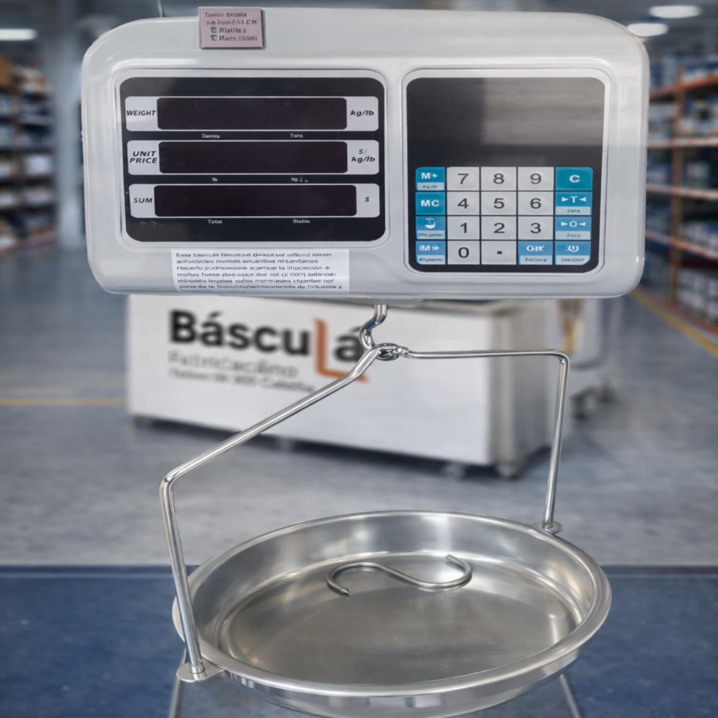 Báscula Electrónica Colgante con Plato de Acero Inoxidable 40KG