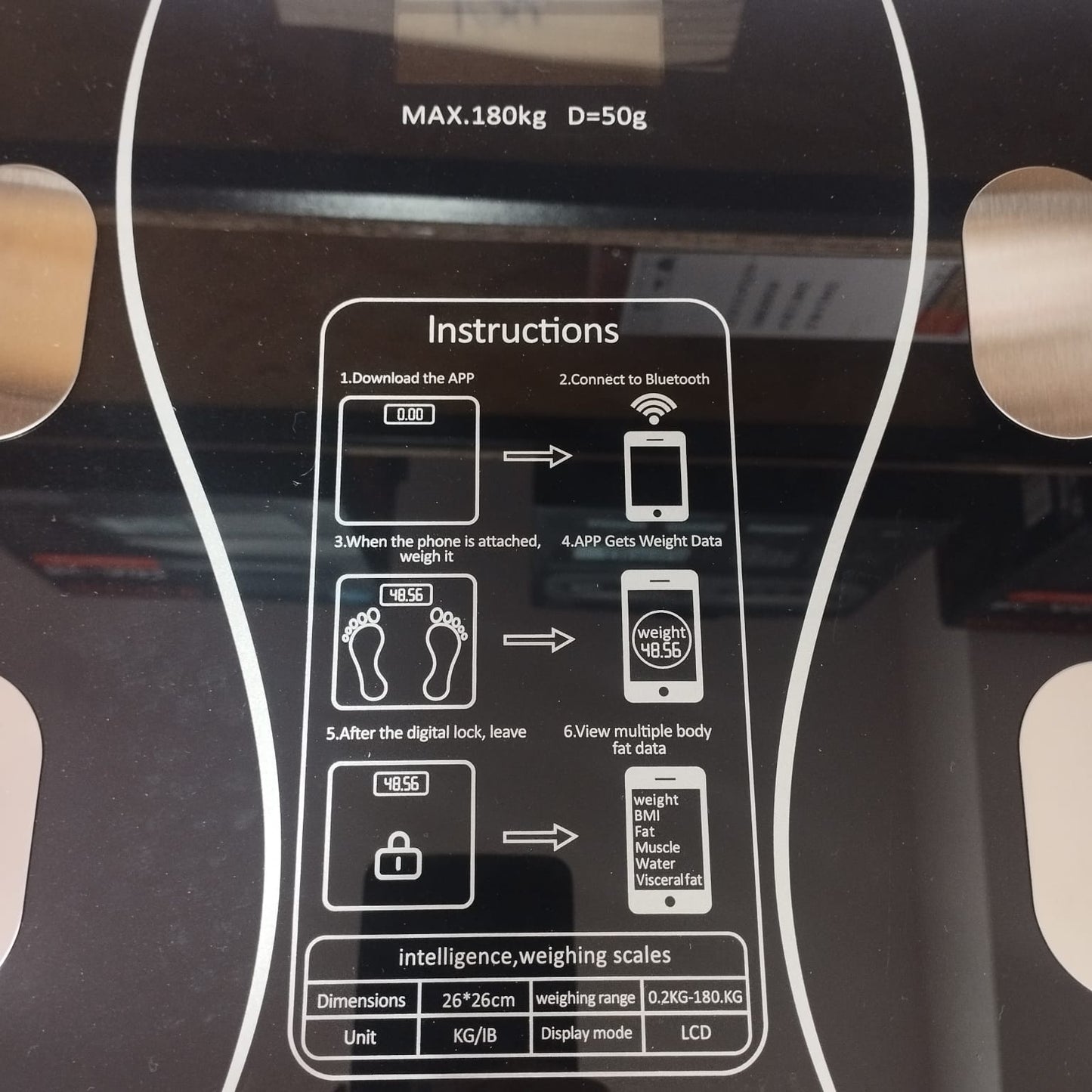 BÁSCULA PISO EN VIDRIO CONEXIÓN BLUETOOTH